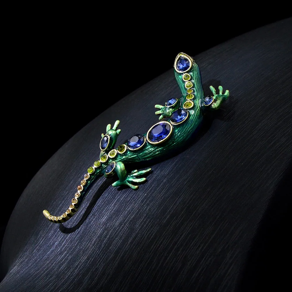 New Crystal Lizard Brooches for Women and Men Animal Pins Summer Shining Rhinestone Brooch
