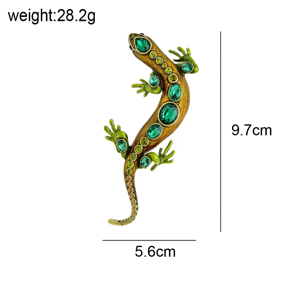 New Crystal Lizard Brooches for Women and Men Animal Pins Summer Shining Rhinestone Brooch