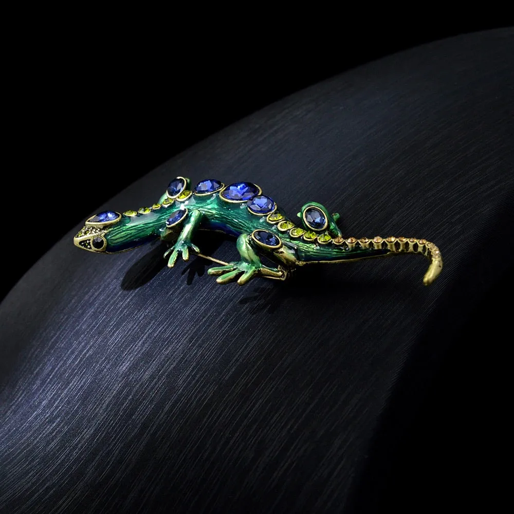 New Crystal Lizard Brooches for Women and Men Animal Pins Summer Shining Rhinestone Brooch