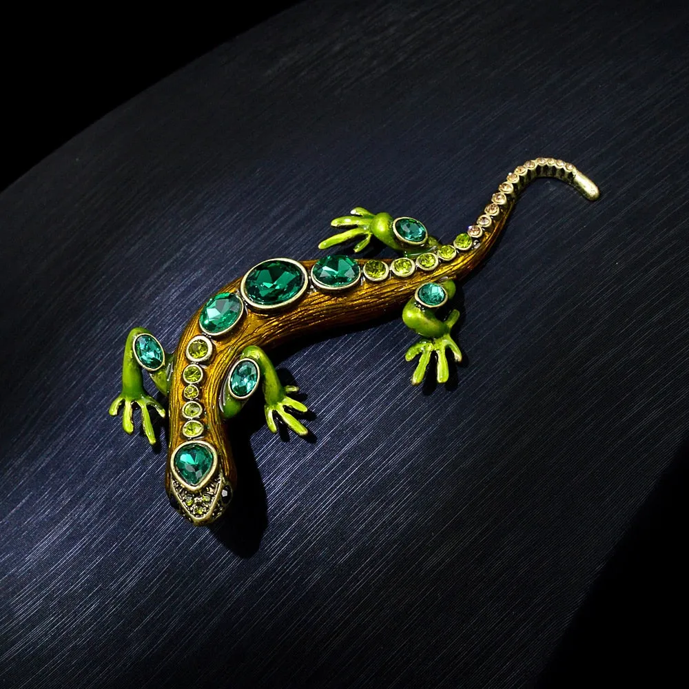 New Crystal Lizard Brooches for Women and Men Animal Pins Summer Shining Rhinestone Brooch