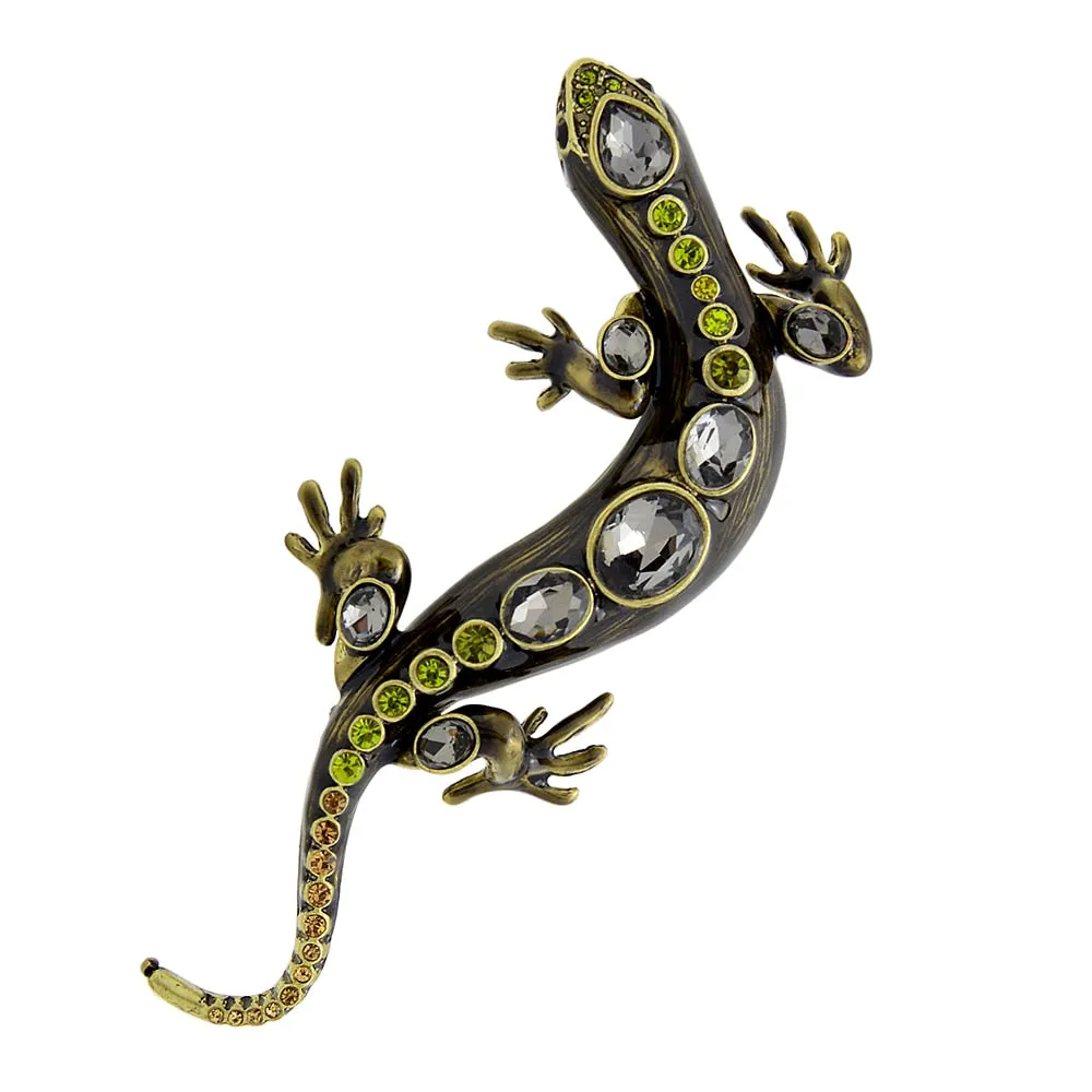 New Crystal Lizard Brooches for Women and Men Animal Pins Summer Shining Rhinestone Brooch
