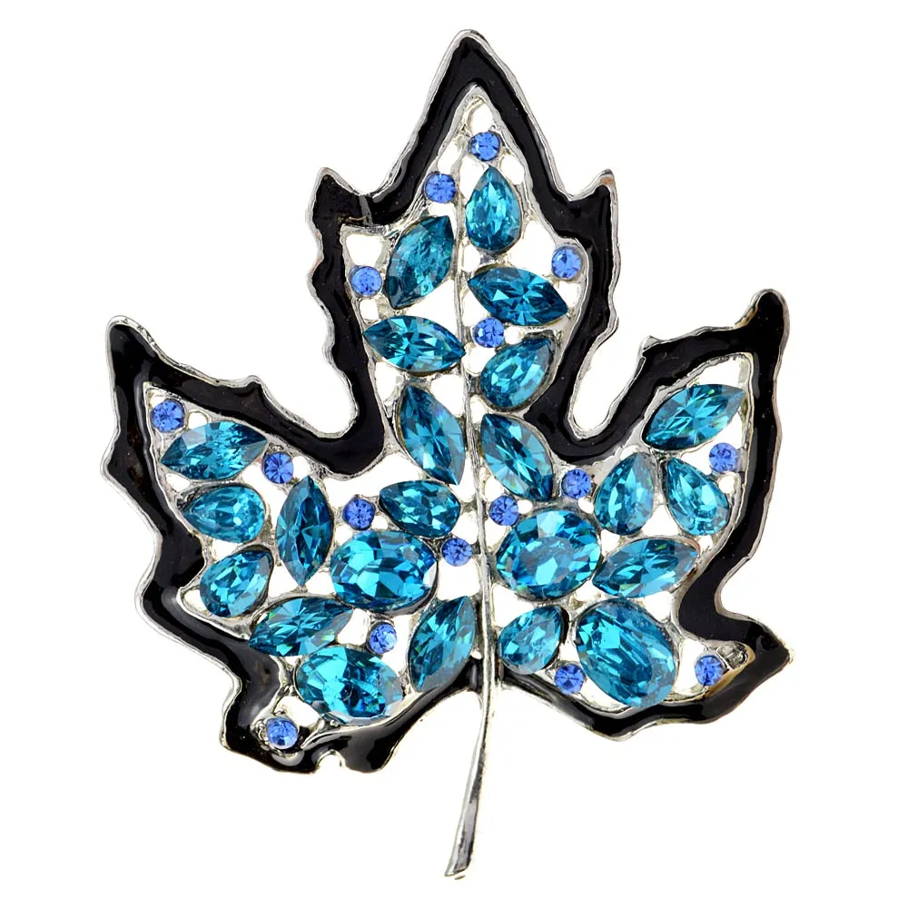 New Crystal Maple Leaf Brooches For Men Gold Metal Rhinestone Pins Fall Party Jewelry