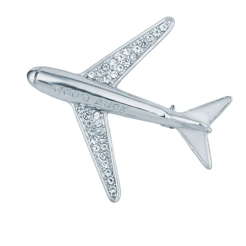 New Crystal Rhinestone Airplane Brooch Pin Metal Aircraft Lapel Pins and Brooches Men