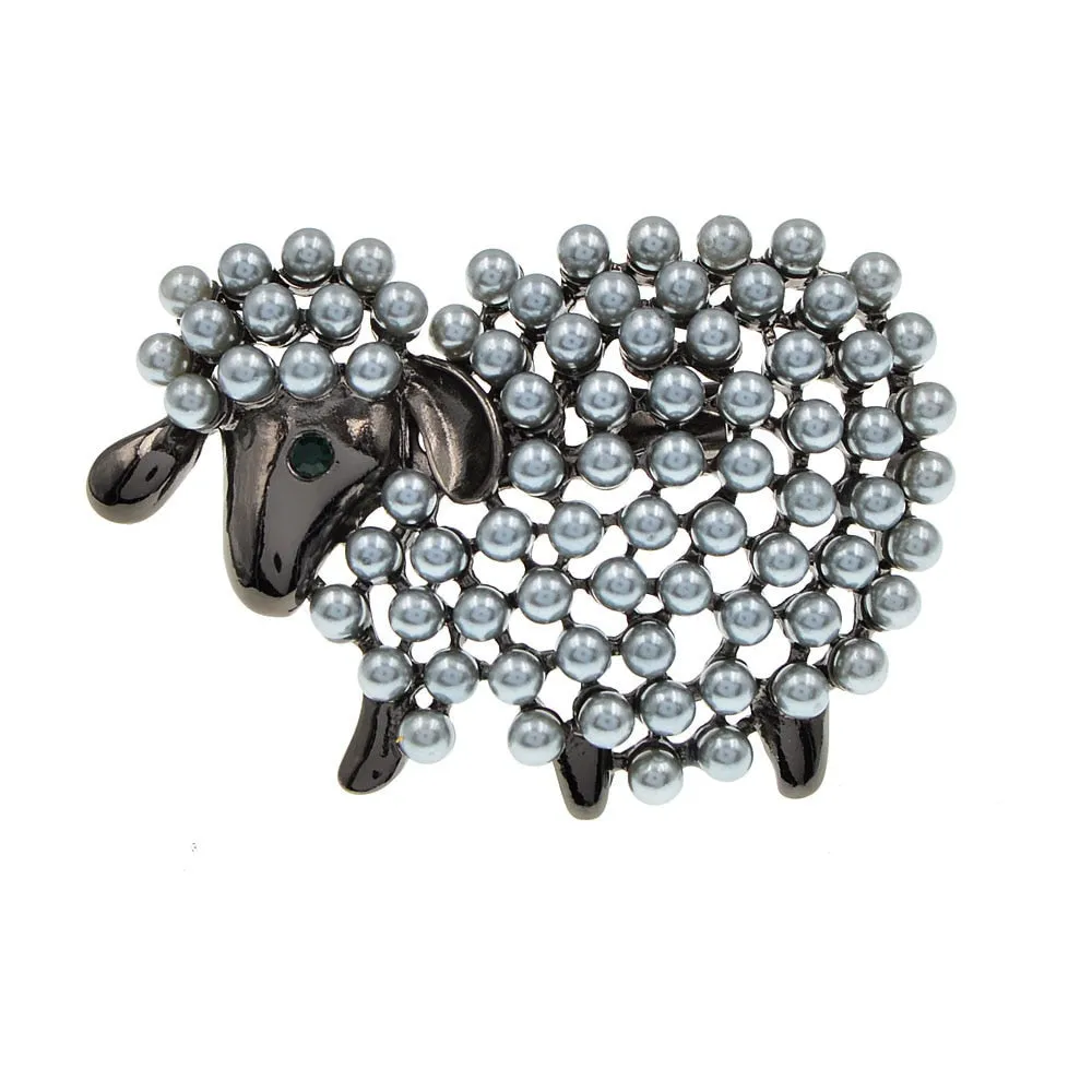 New Cute Pearls Sheep Brooches For Women And Men