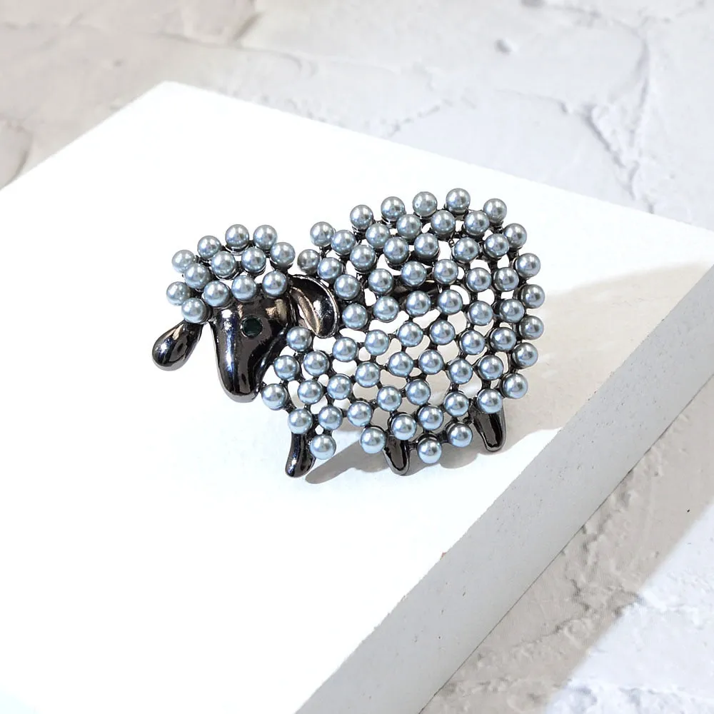 New Cute Pearls Sheep Brooches For Women And Men