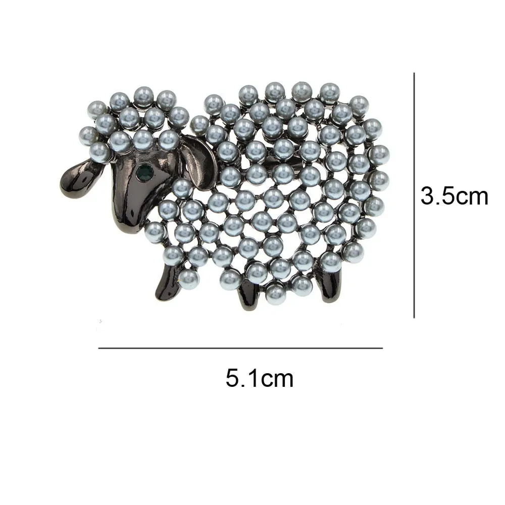 New Cute Pearls Sheep Brooches For Women And Men