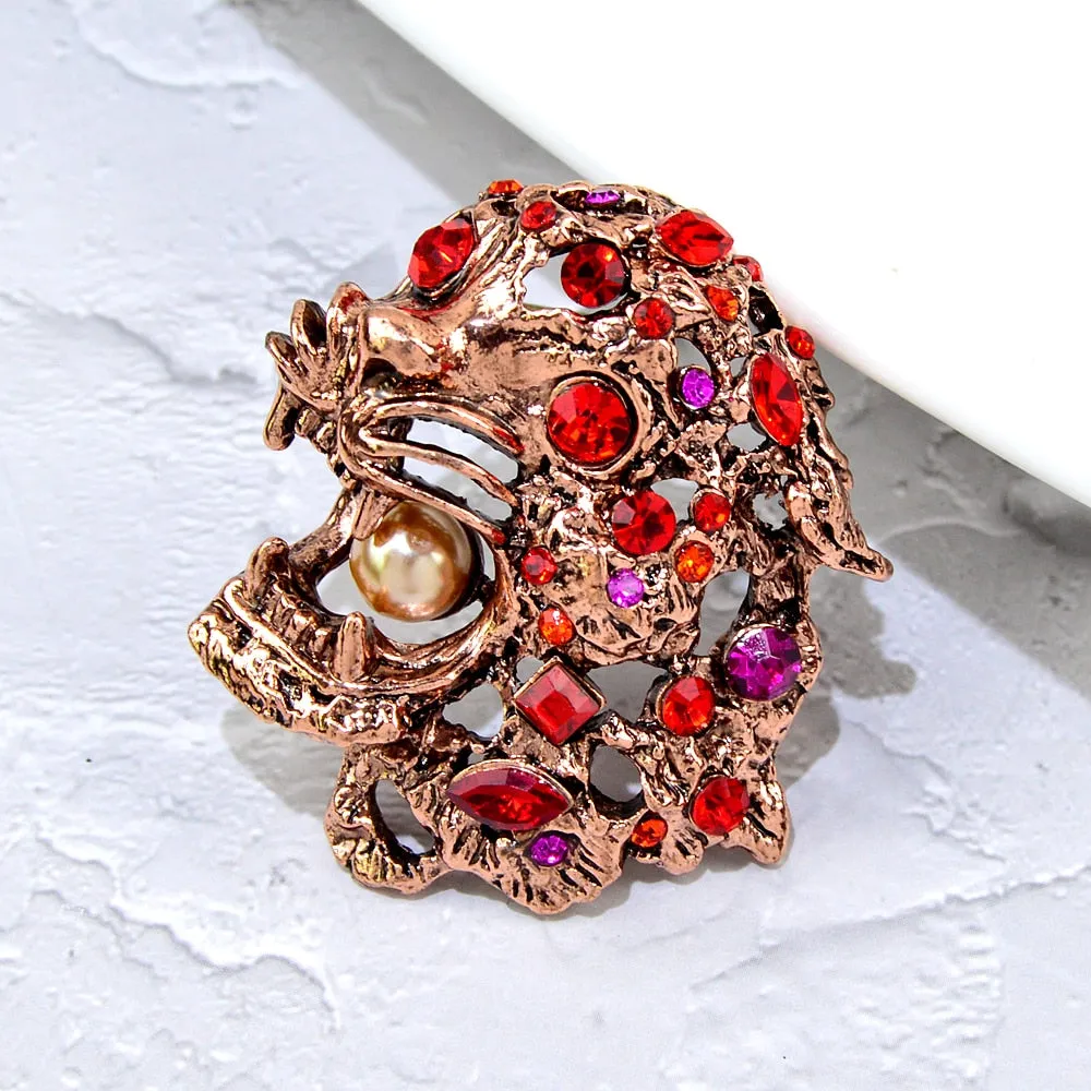 New Design Vivid Rhinestone Hollow Tiger Head Brooch