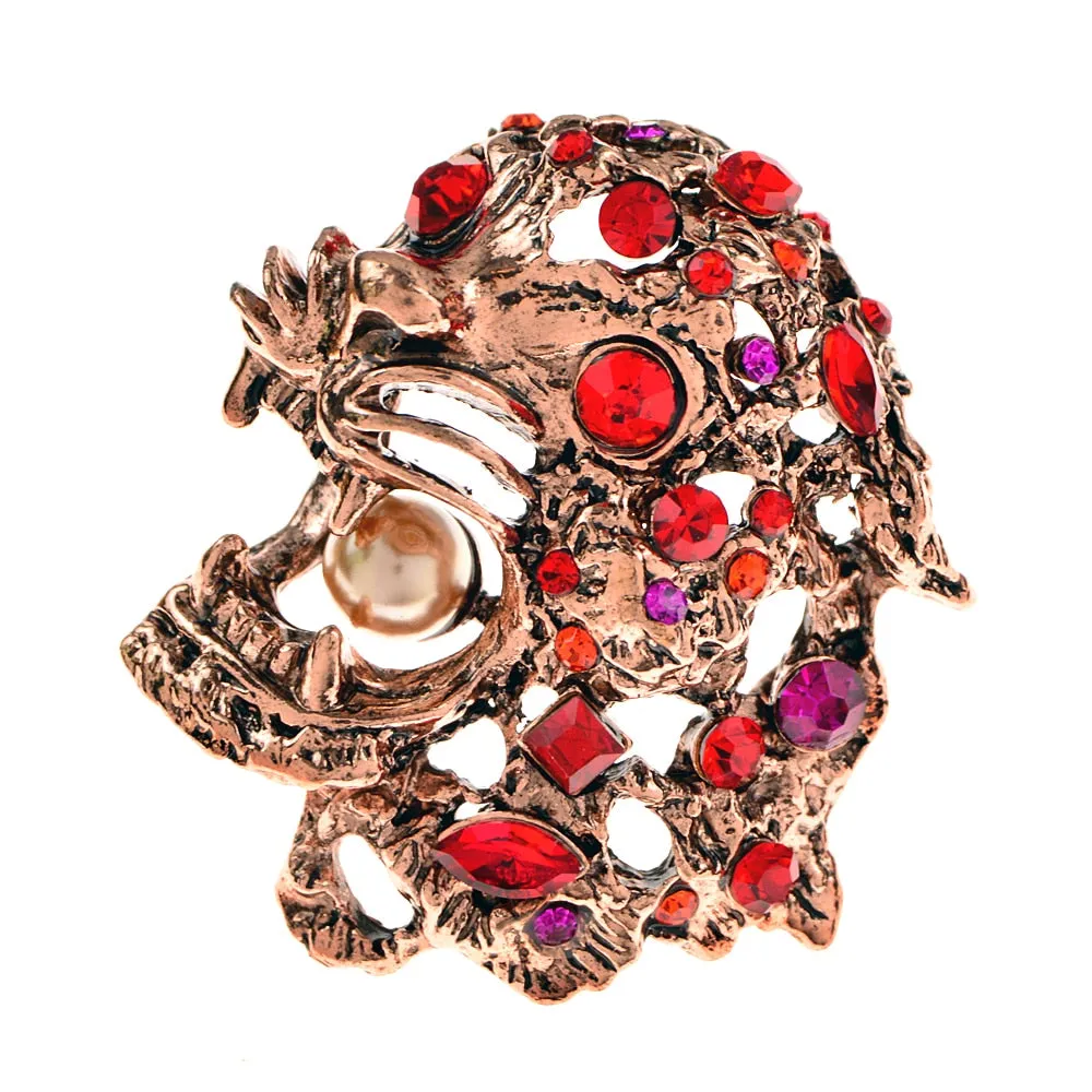 New Design Vivid Rhinestone Hollow Tiger Head Brooch