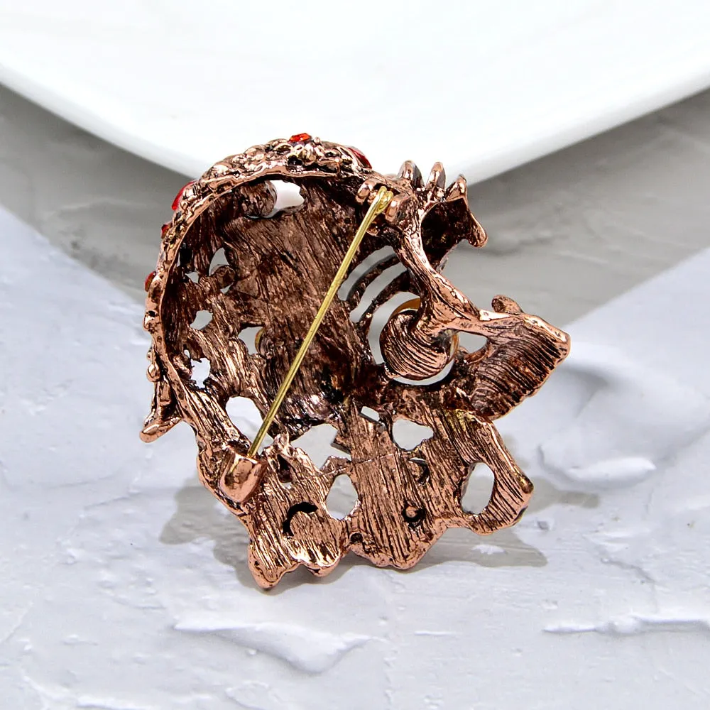 New Design Vivid Rhinestone Hollow Tiger Head Brooch