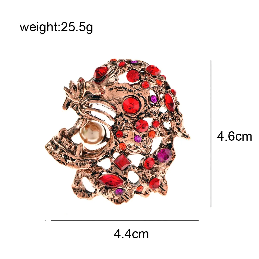 New Design Vivid Rhinestone Hollow Tiger Head Brooch