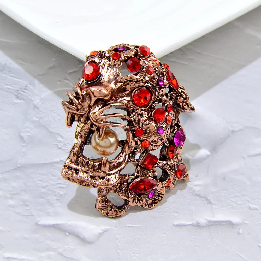 New Design Vivid Rhinestone Hollow Tiger Head Brooch