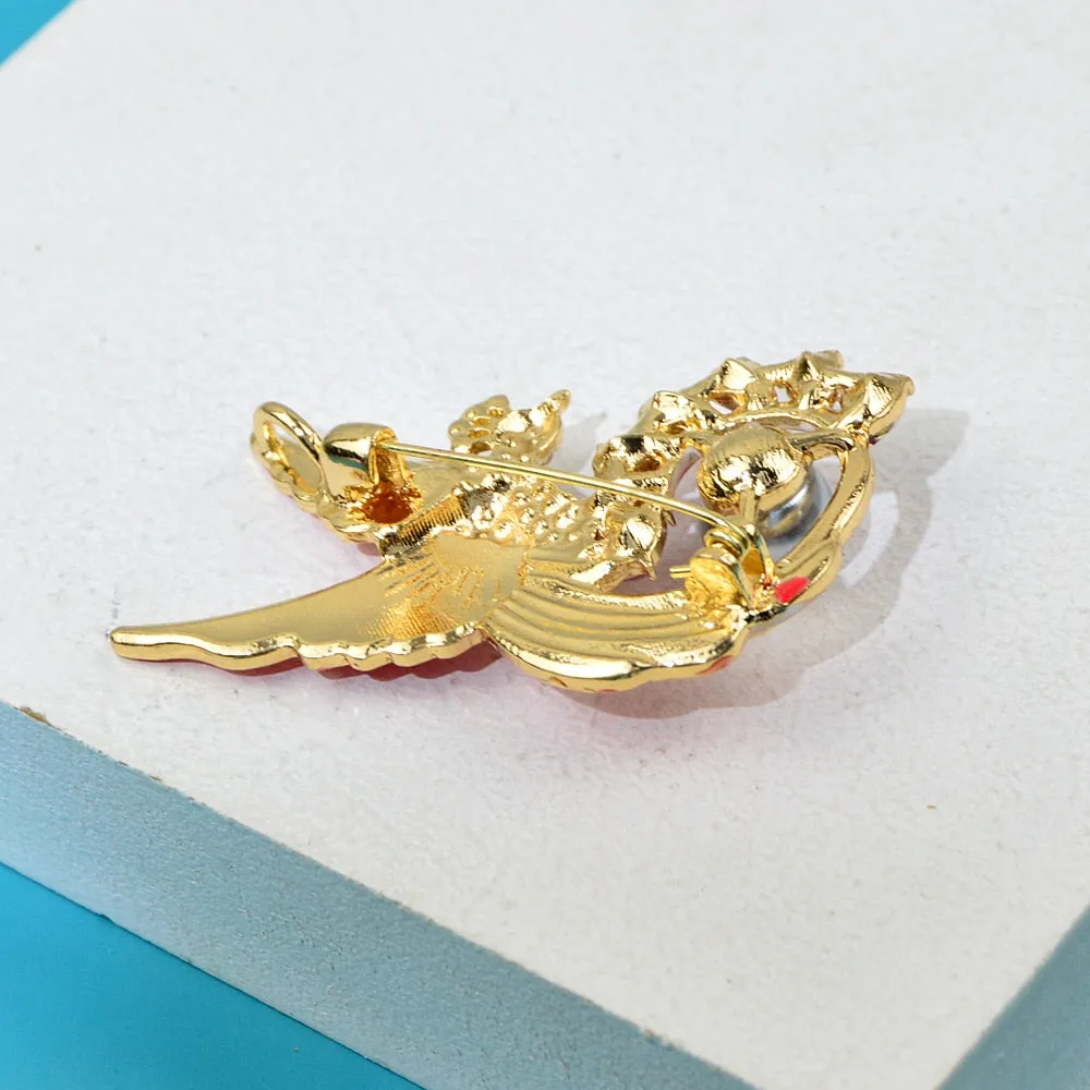 New Gold Metal Multicolor Enamel Flying Eagle Brooches For Men