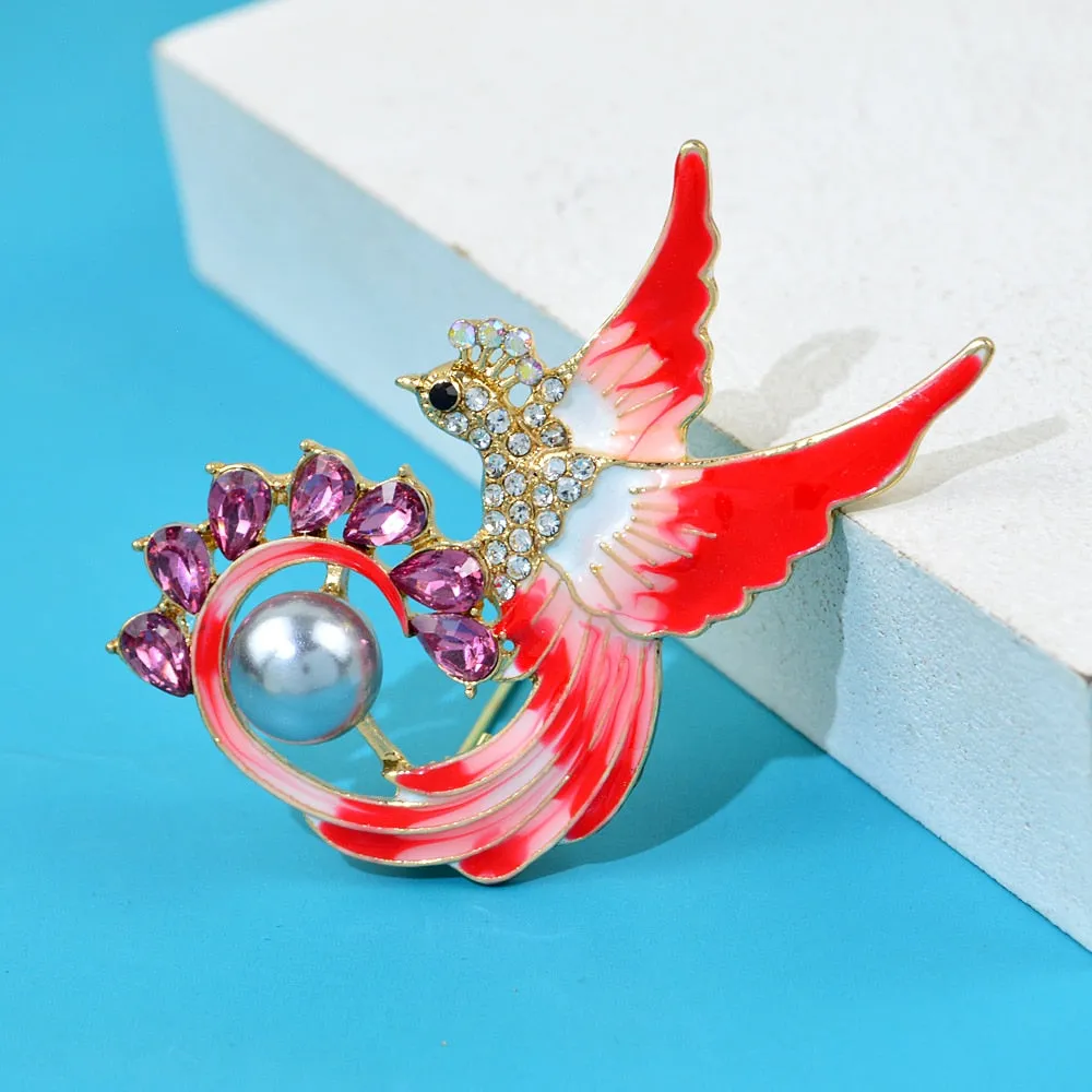 New Gold Metal Multicolor Enamel Flying Eagle Brooches For Men
