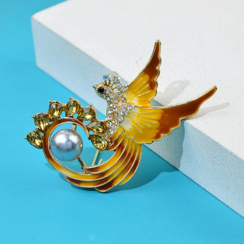 New Gold Metal Multicolor Enamel Flying Eagle Brooches For Men