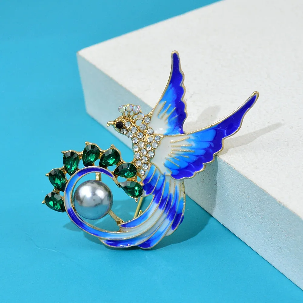 New Gold Metal Multicolor Enamel Flying Eagle Brooches For Men