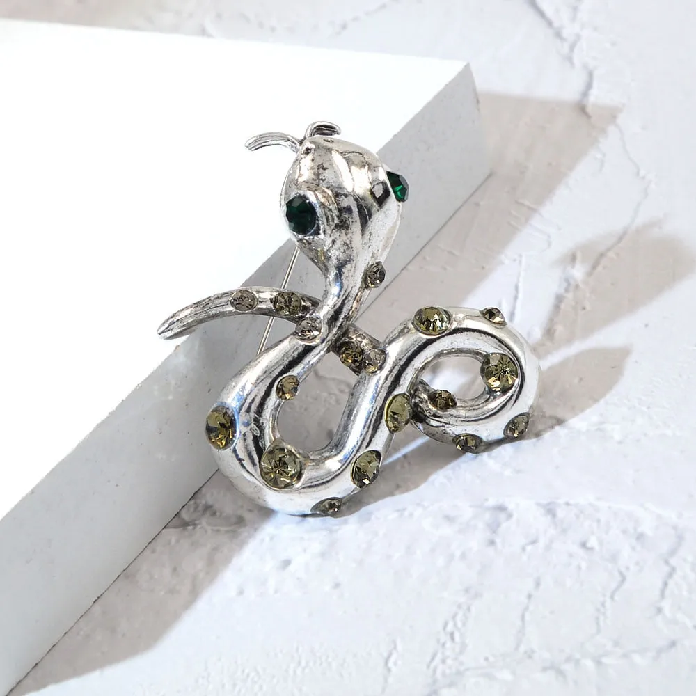 New Snake Rhinestone Brooches Vintage Crystal Animal Pins Jewelry Women And Men