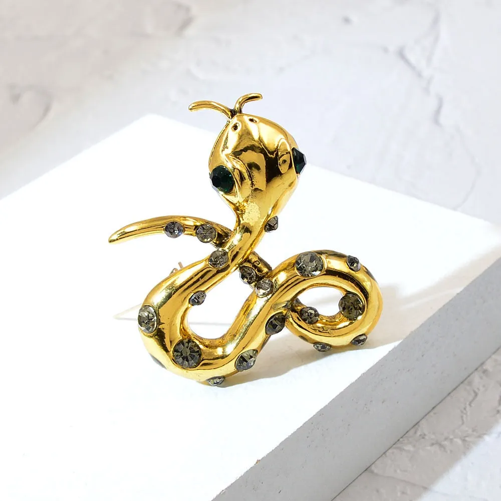 New Snake Rhinestone Brooches Vintage Crystal Animal Pins Jewelry Women And Men