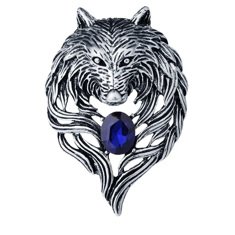 New Vintage Animal Wolf Brooche Rhinestone Collar Pins Badge Brooches