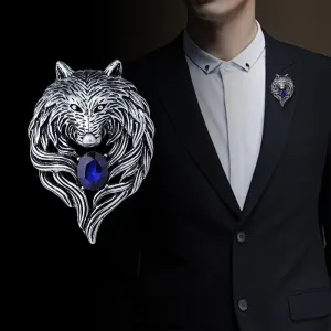 New Vintage Animal Wolf Brooche Rhinestone Collar Pins Badge Brooches