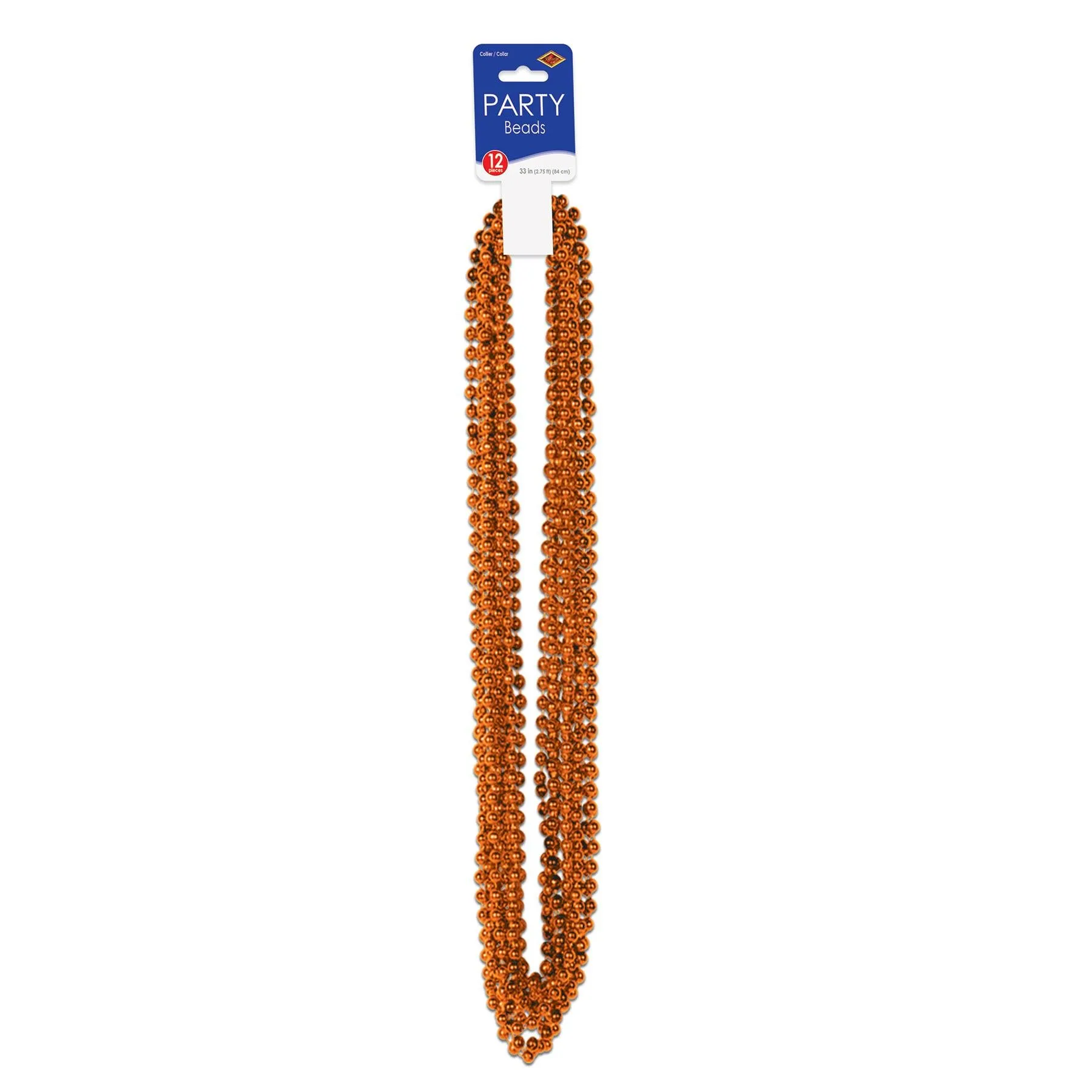 Party Bead Necklaces - Small Round orange (12 per Package)