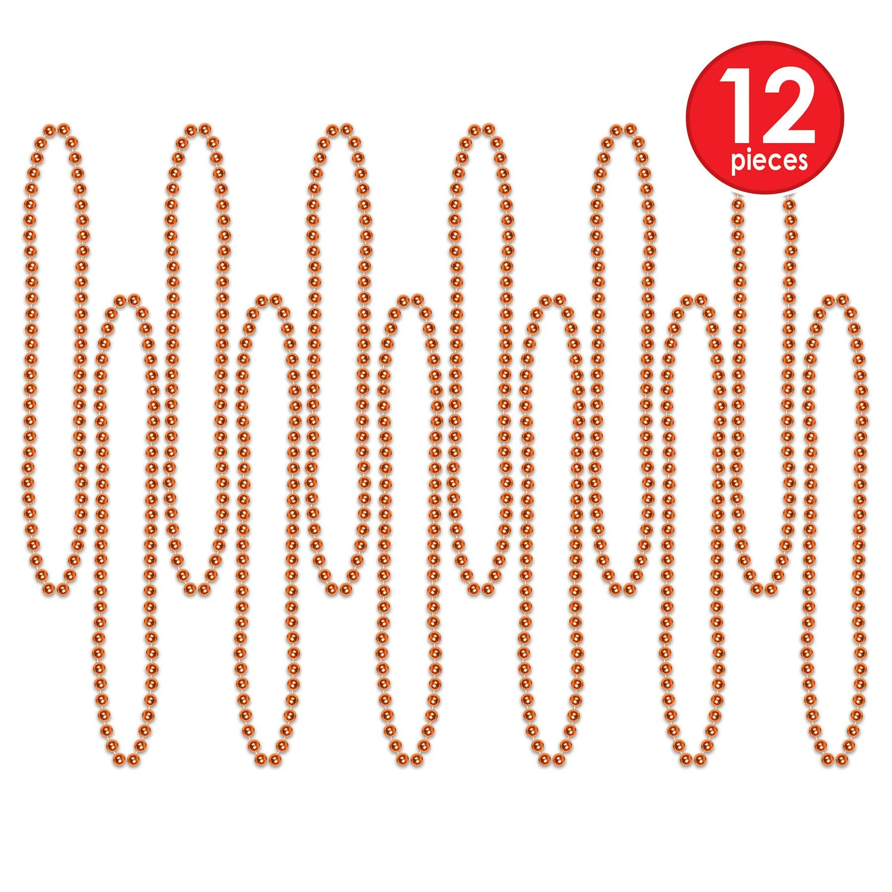 Party Bead Necklaces - Small Round orange (12 per Package)