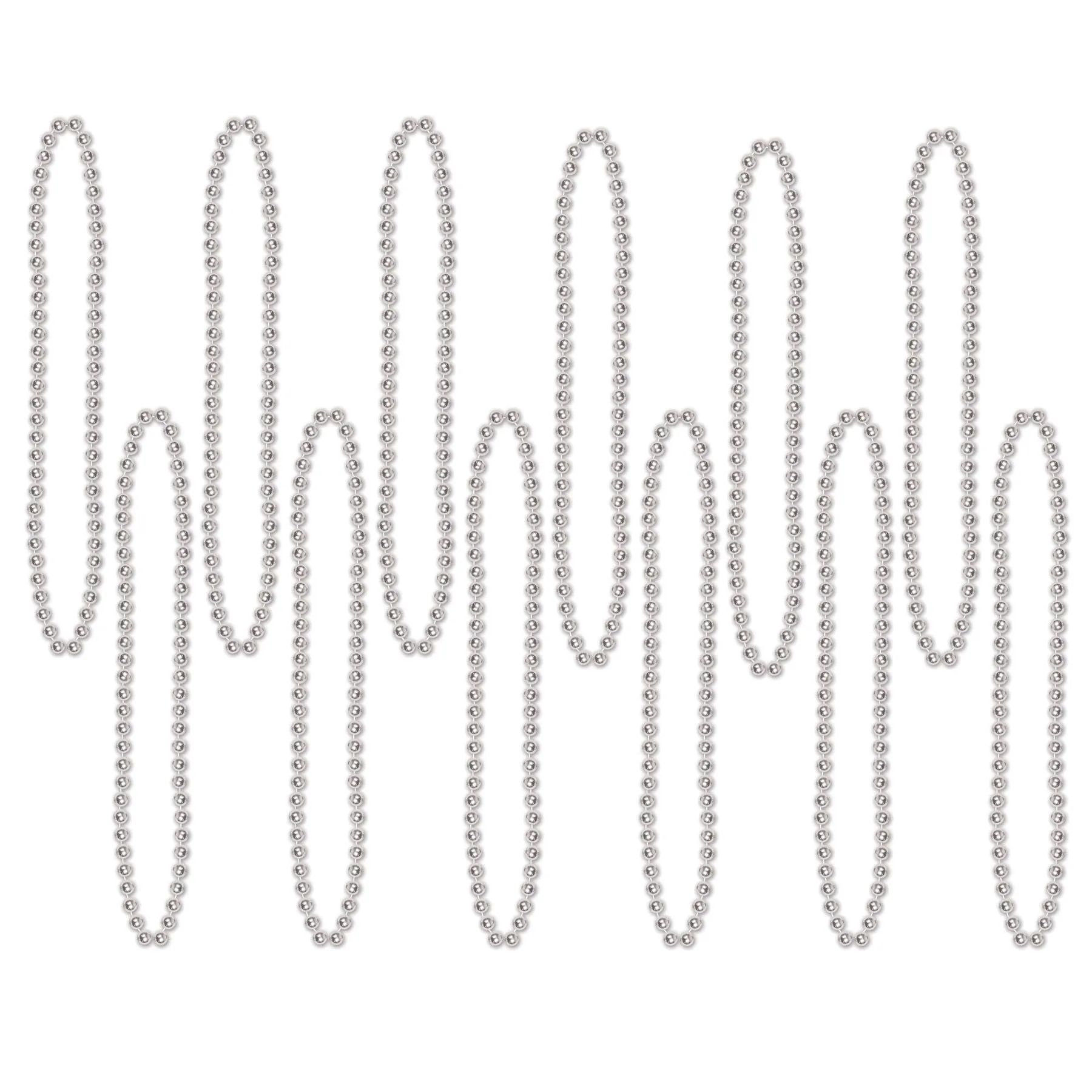 Party Bead Necklaces - Small Round silver (12 per Package)