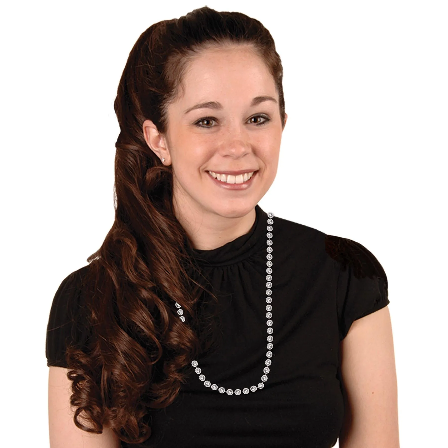 Party Bead Necklaces - Small Round silver (12 per Package)