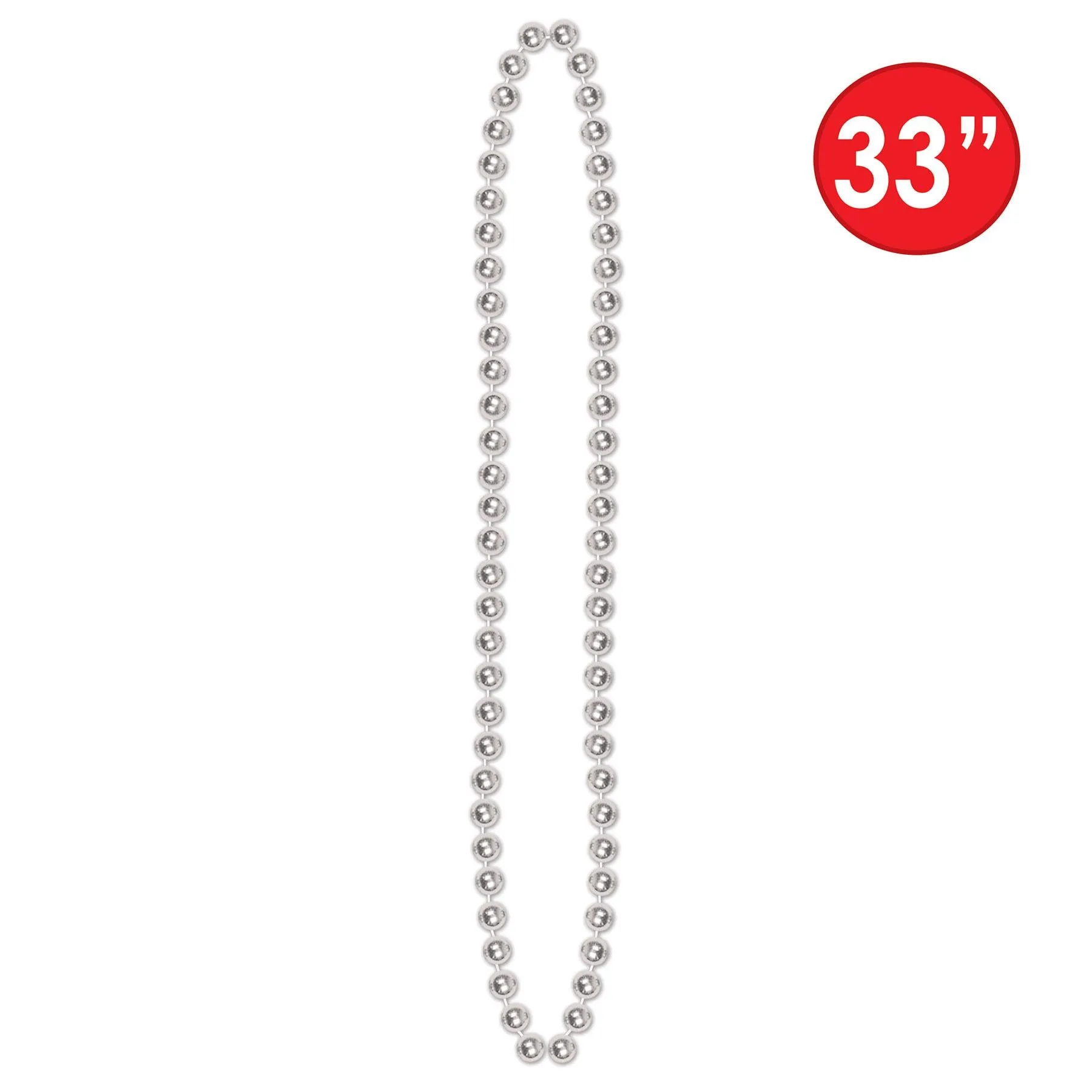 Party Bead Necklaces - Small Round silver (12 per Package)