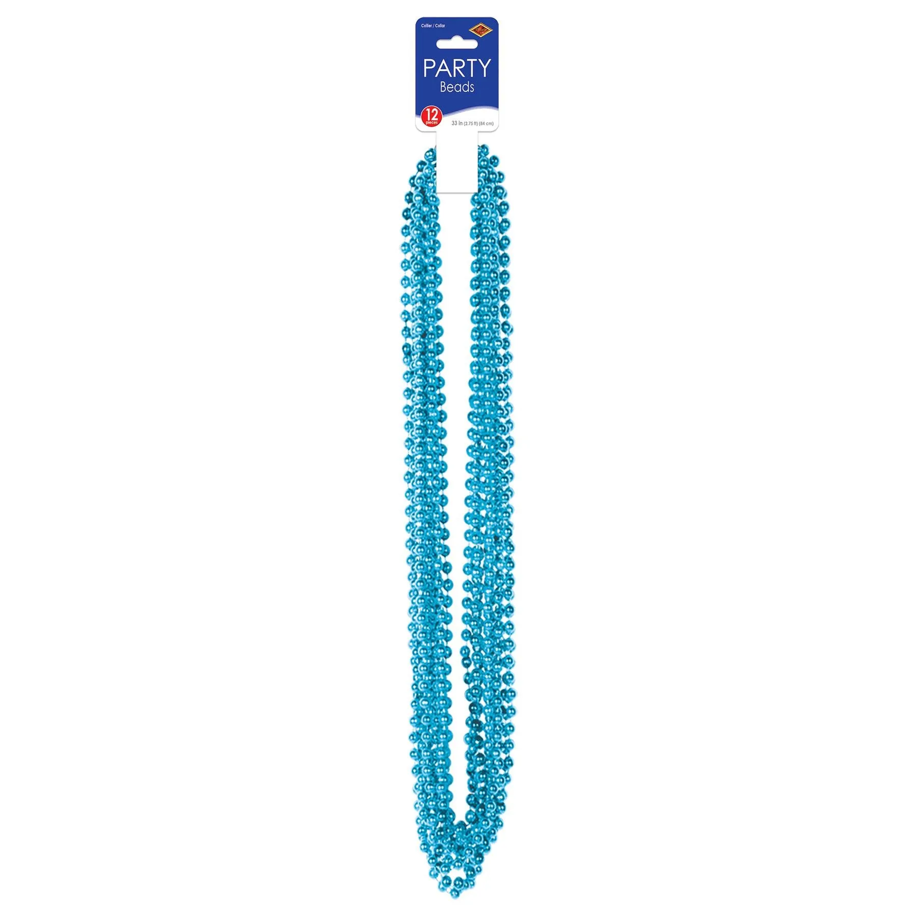 Party Bead Necklaces - Small Round turquoise (12 per Package)