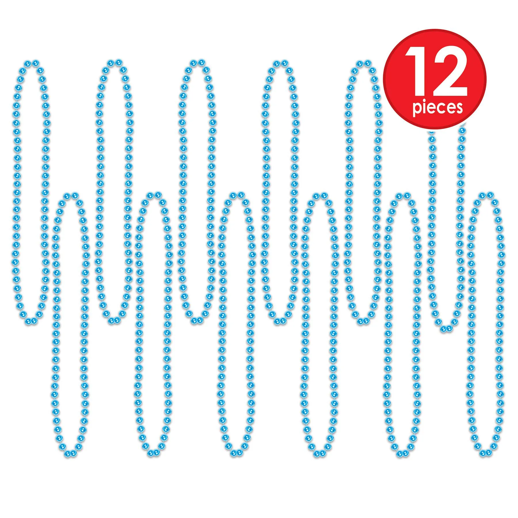 Party Bead Necklaces - Small Round turquoise (12 per Package)