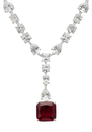 Penelope Ruby Statement Necklace Silver