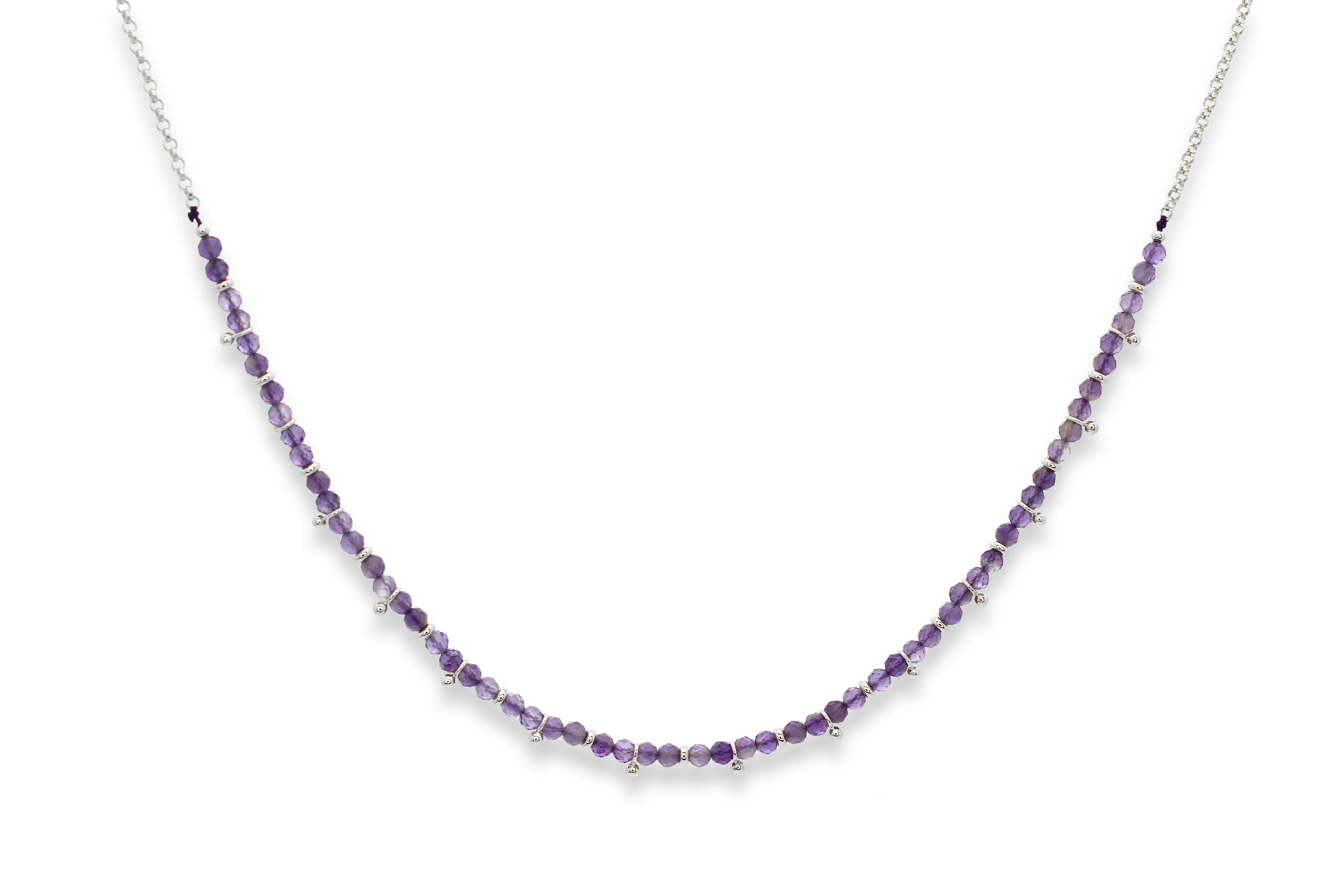 Salus Amethyst Gemstone Silver Necklace