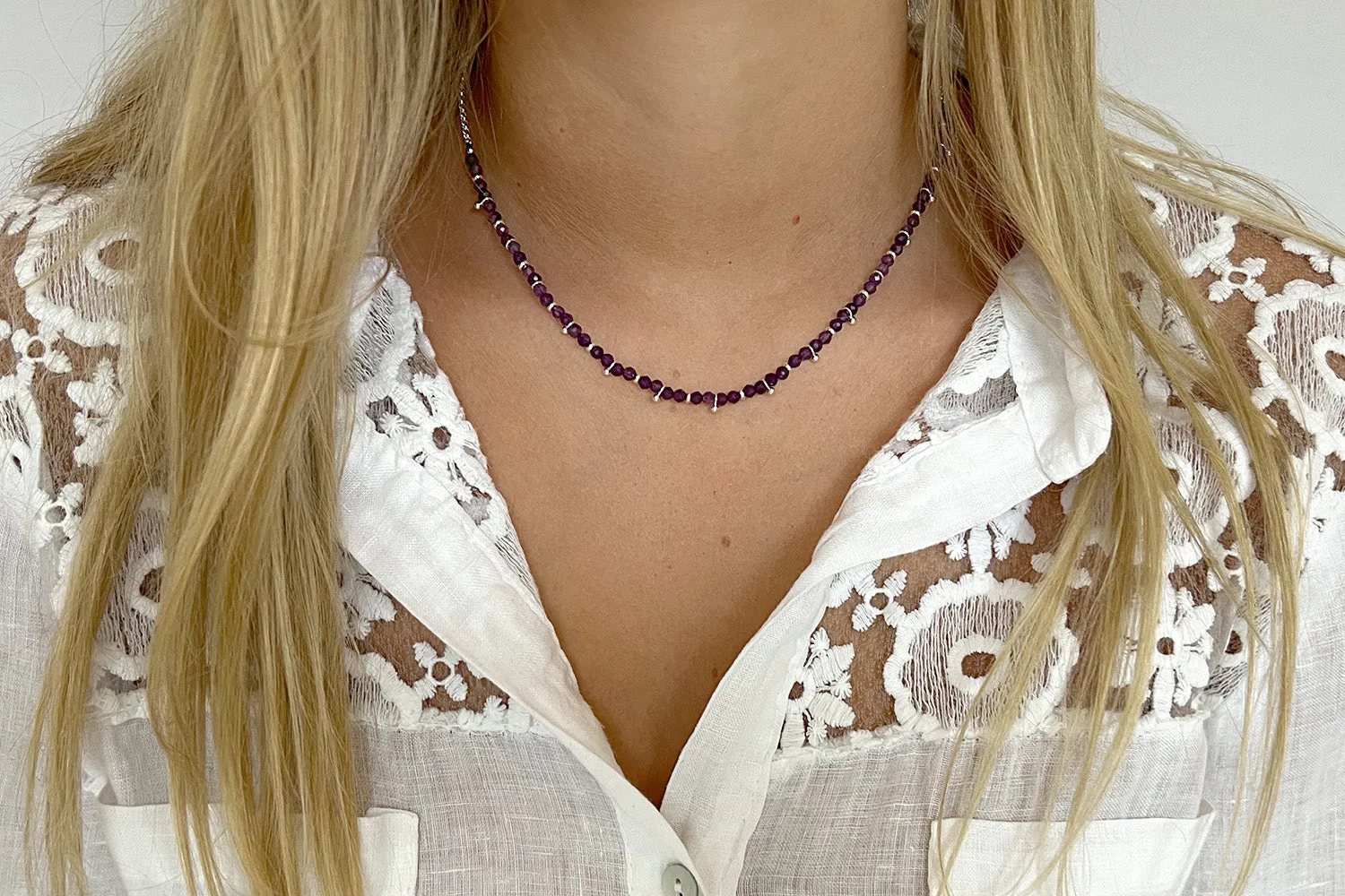 Salus Amethyst Gemstone Silver Necklace