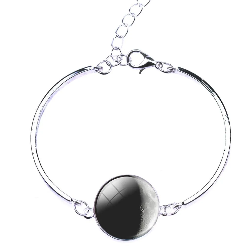 Silver Color Color Bangle Star Moon Glass Cabochon Charm Bracelets & Bangles Fashion Summer Style Jewelry for Women