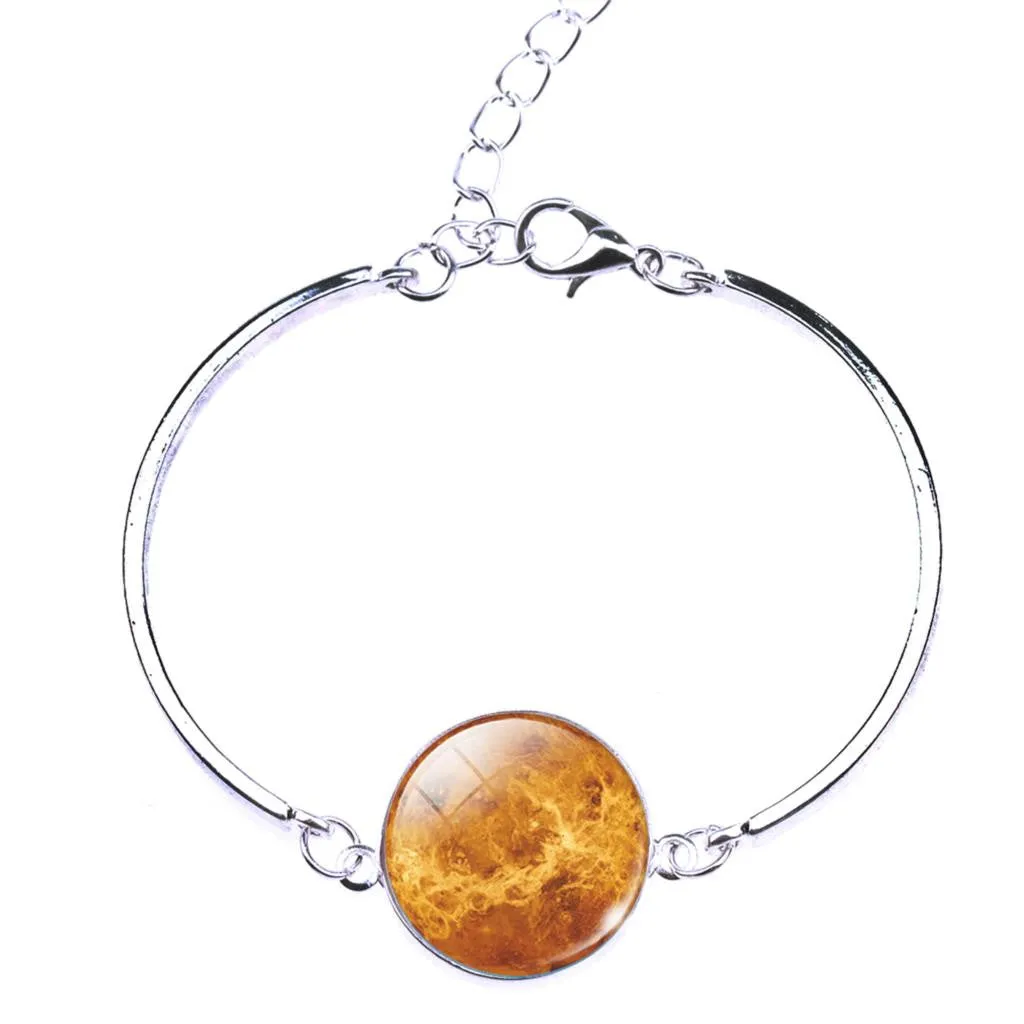 Silver Color Color Bangle Star Moon Glass Cabochon Charm Bracelets & Bangles Fashion Summer Style Jewelry for Women