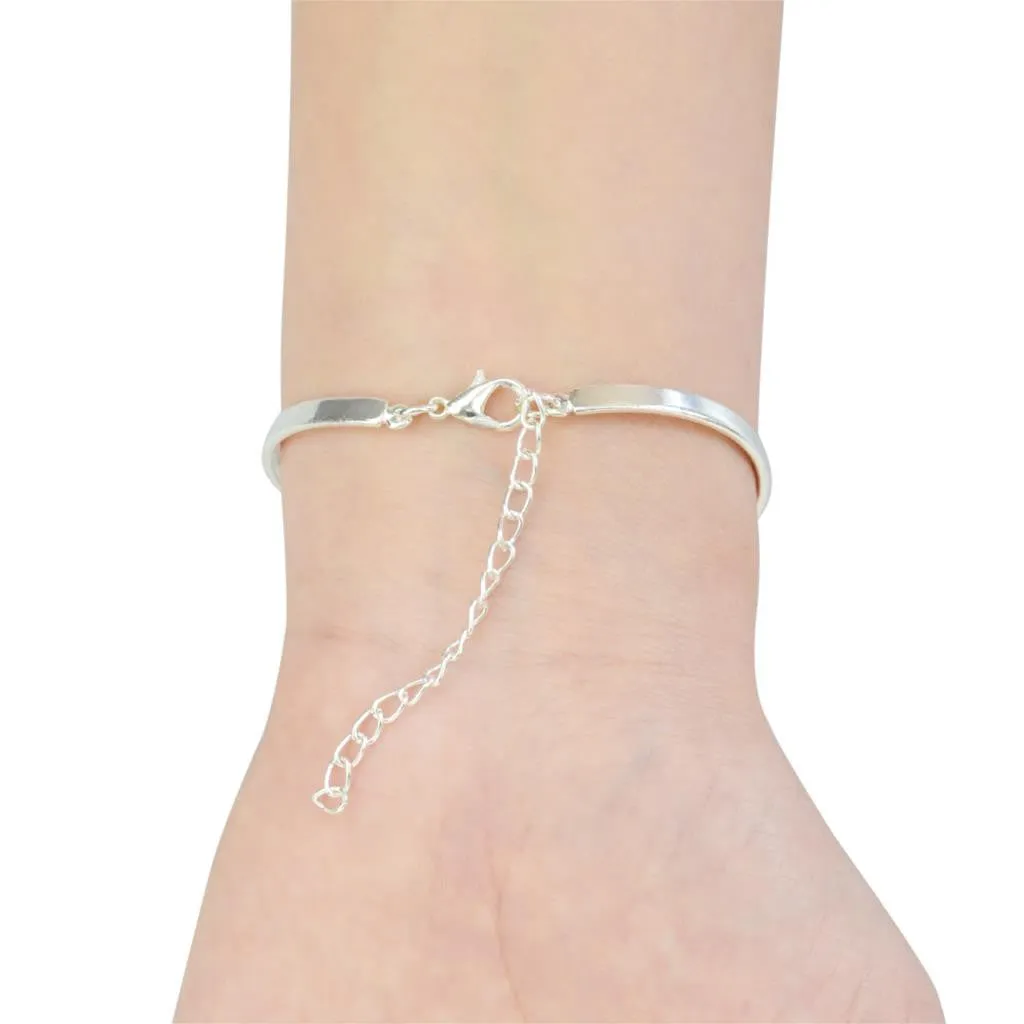 Silver Color Color Bangle Star Moon Glass Cabochon Charm Bracelets & Bangles Fashion Summer Style Jewelry for Women