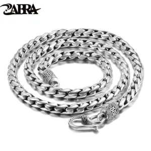 Solid 925 Sterling Silver 5mm 55cm Vintage Long Chain Necklaces for Men SteamRetro Rock Men Sterling Jewelry (55cm)