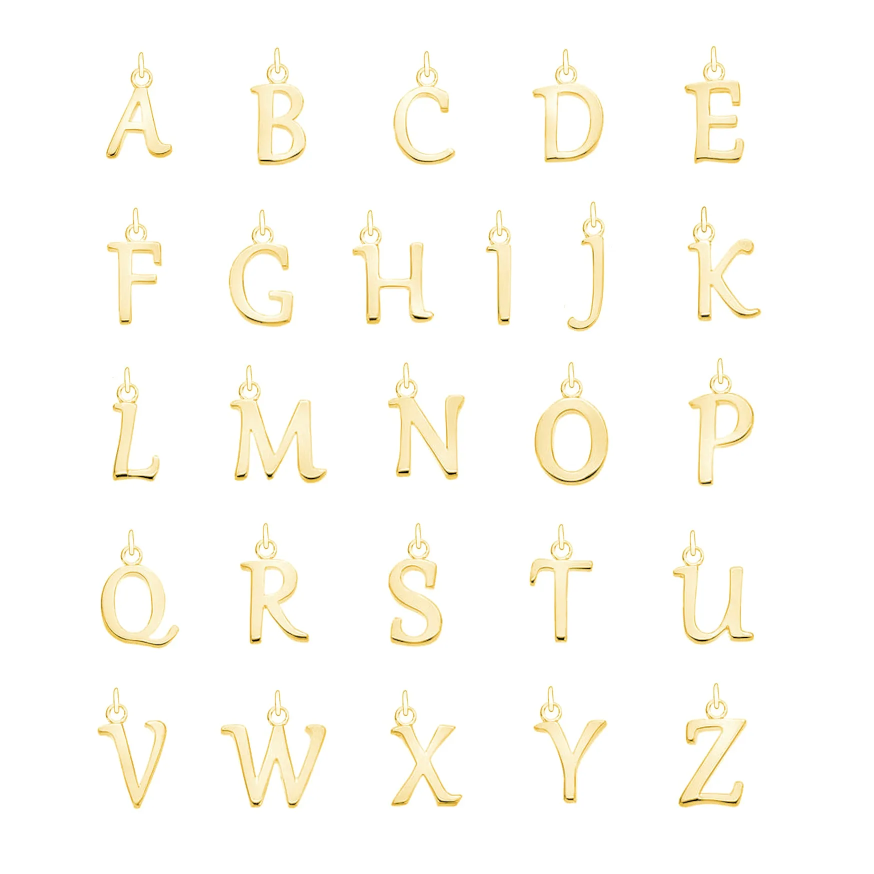 Solid Gold Curve Initial Letter Necklace