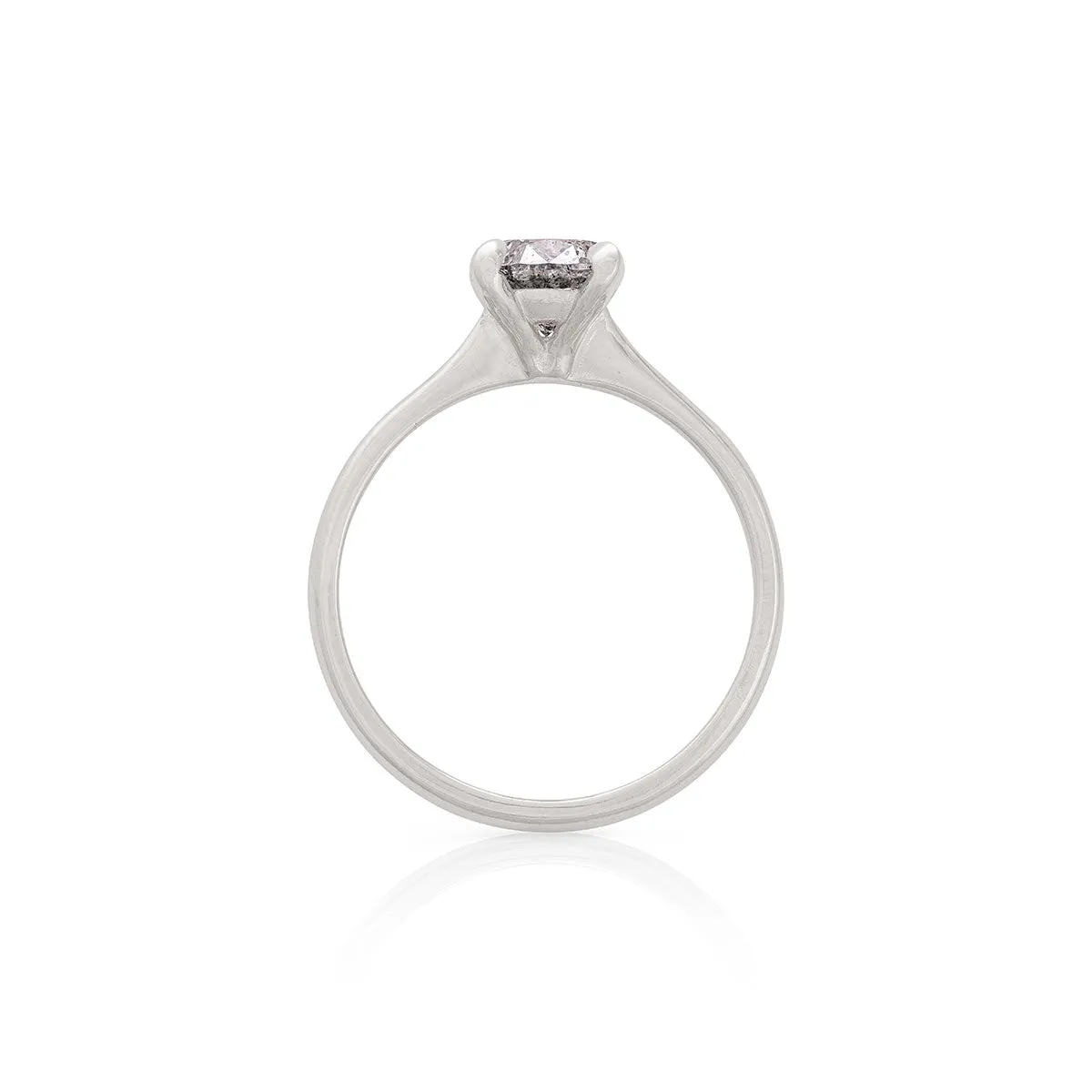 Sparkle 1ct Grey Diamond Engagement Ring - 14k White Gold Polished Band
