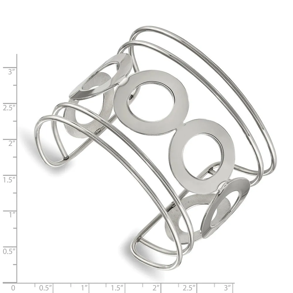 Stainless Steel Polished Circle Design 50.00mm Cuff Bangle