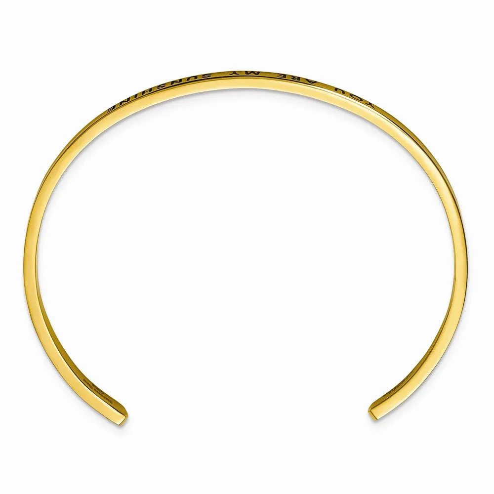 Stainless Steel Polished Yellow IP Enamel/Crystal MY SUNSHINE Cuff Bangle