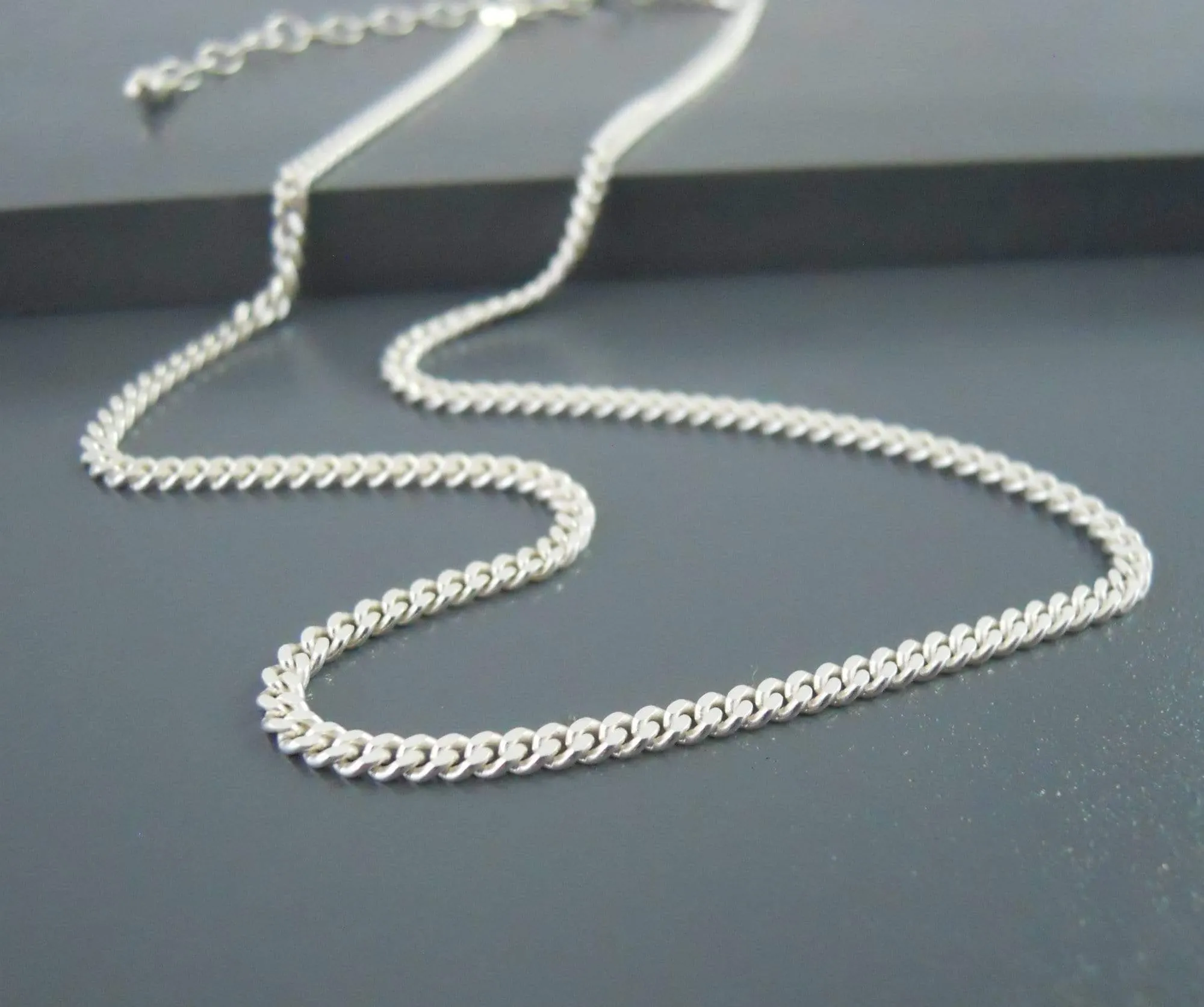 Sterling Silver Dainty Cuban Chain Choker Necklace for Women