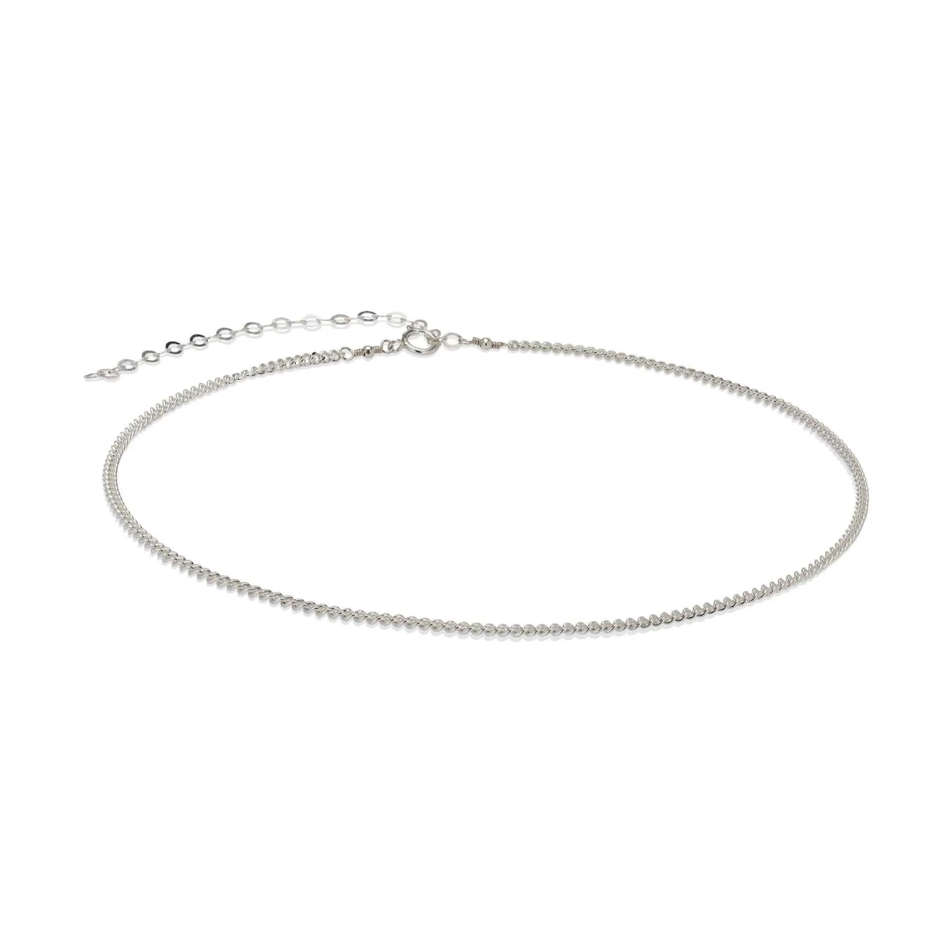 Sterling Silver Dainty Cuban Chain Choker Necklace for Women