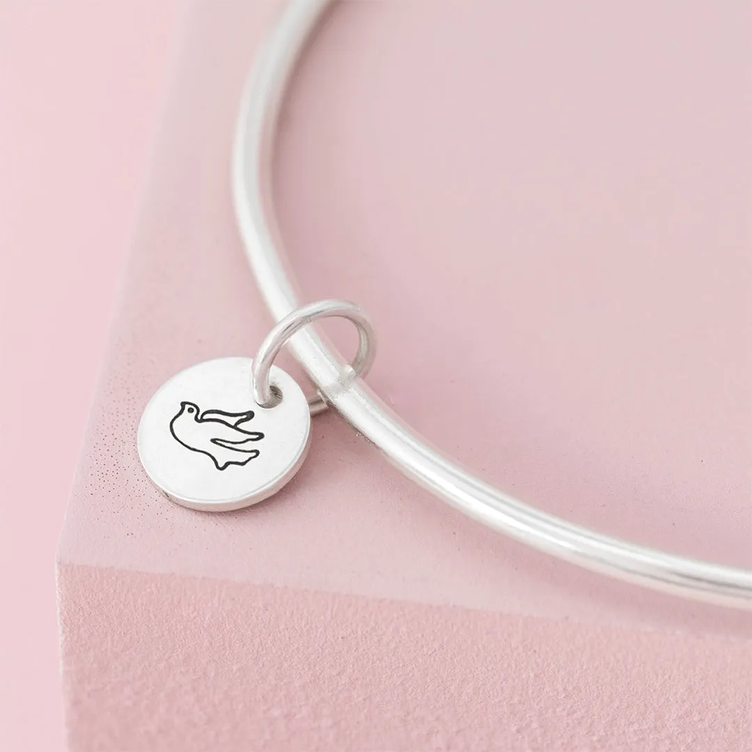 Sterling Silver Dove Charm Bangle