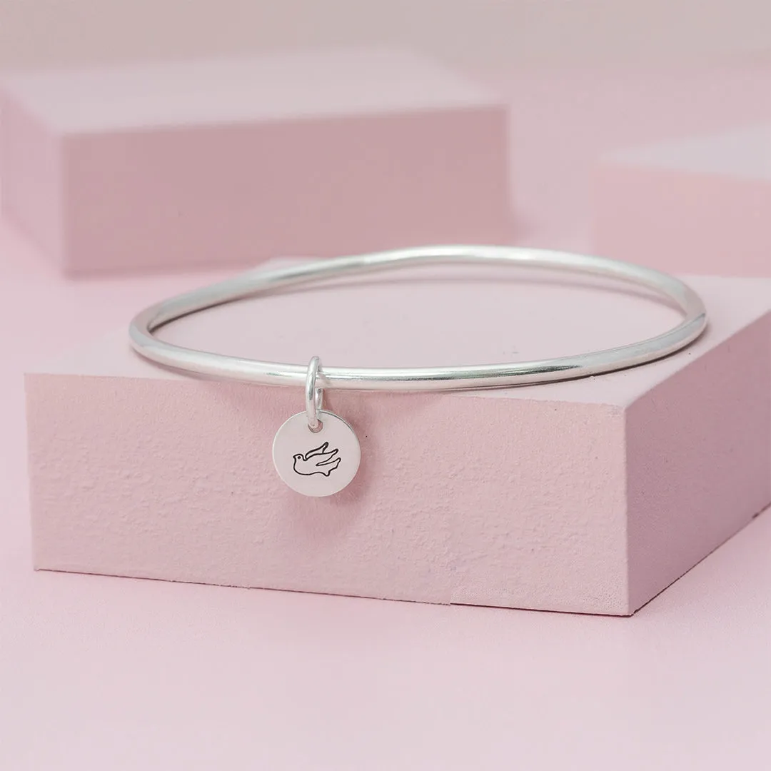 Sterling Silver Dove Charm Bangle