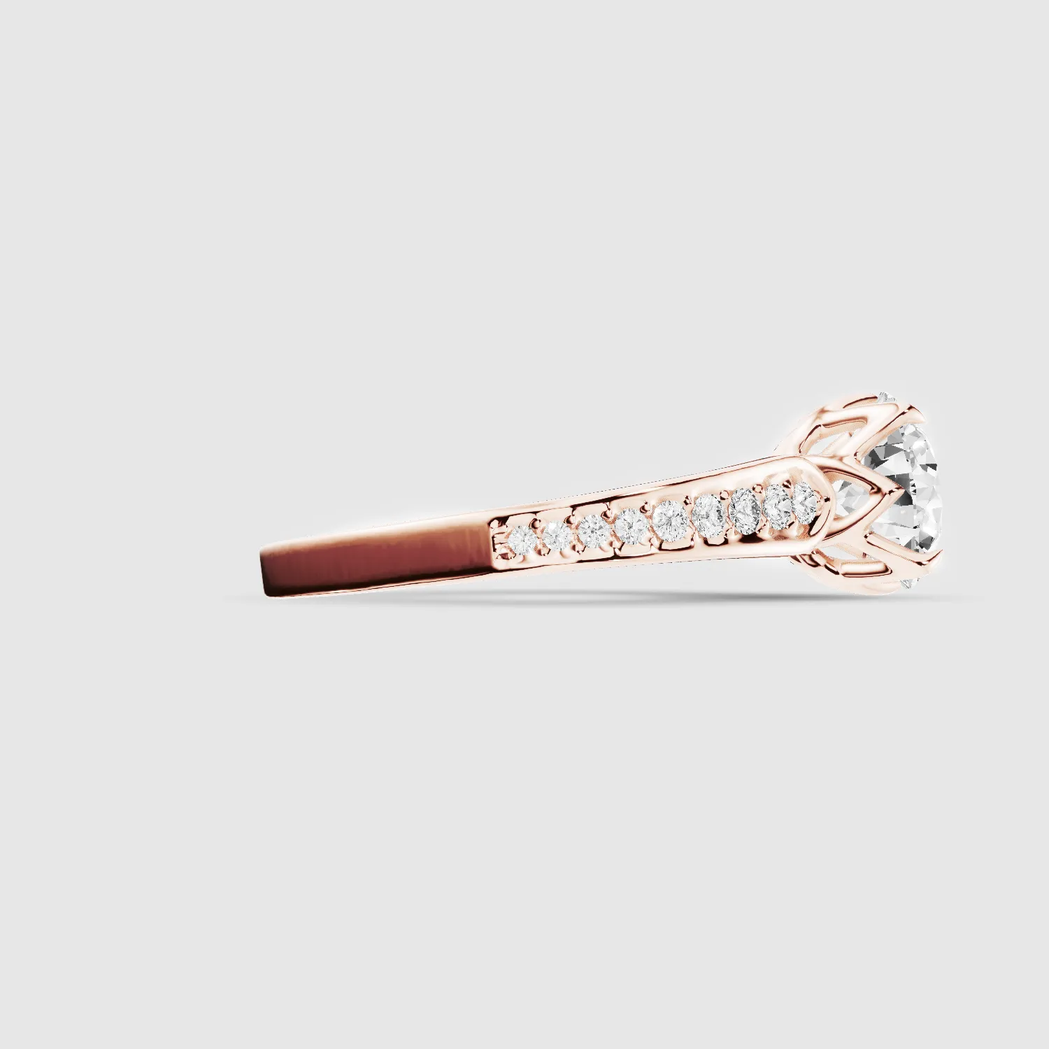 Structured Petal-Set Solitaire Ring-Round