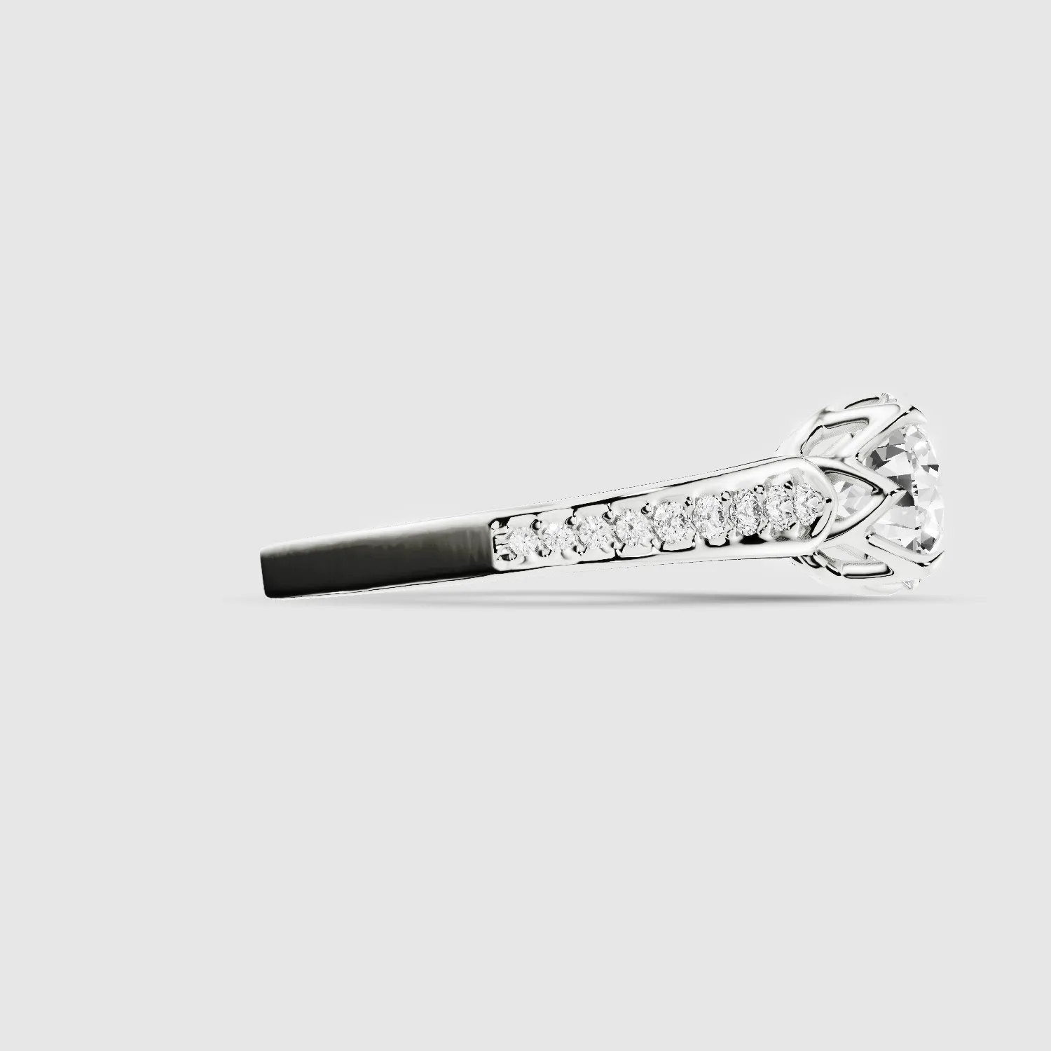 Structured Petal-Set Solitaire Ring-Round