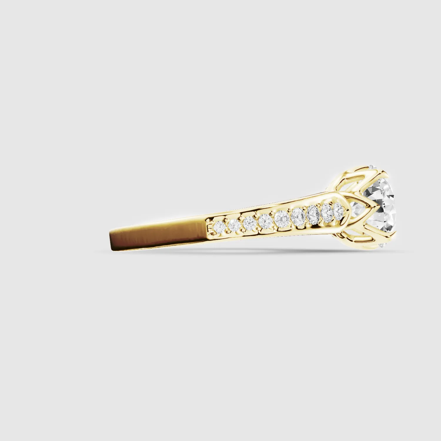 Structured Petal-Set Solitaire Ring-Round