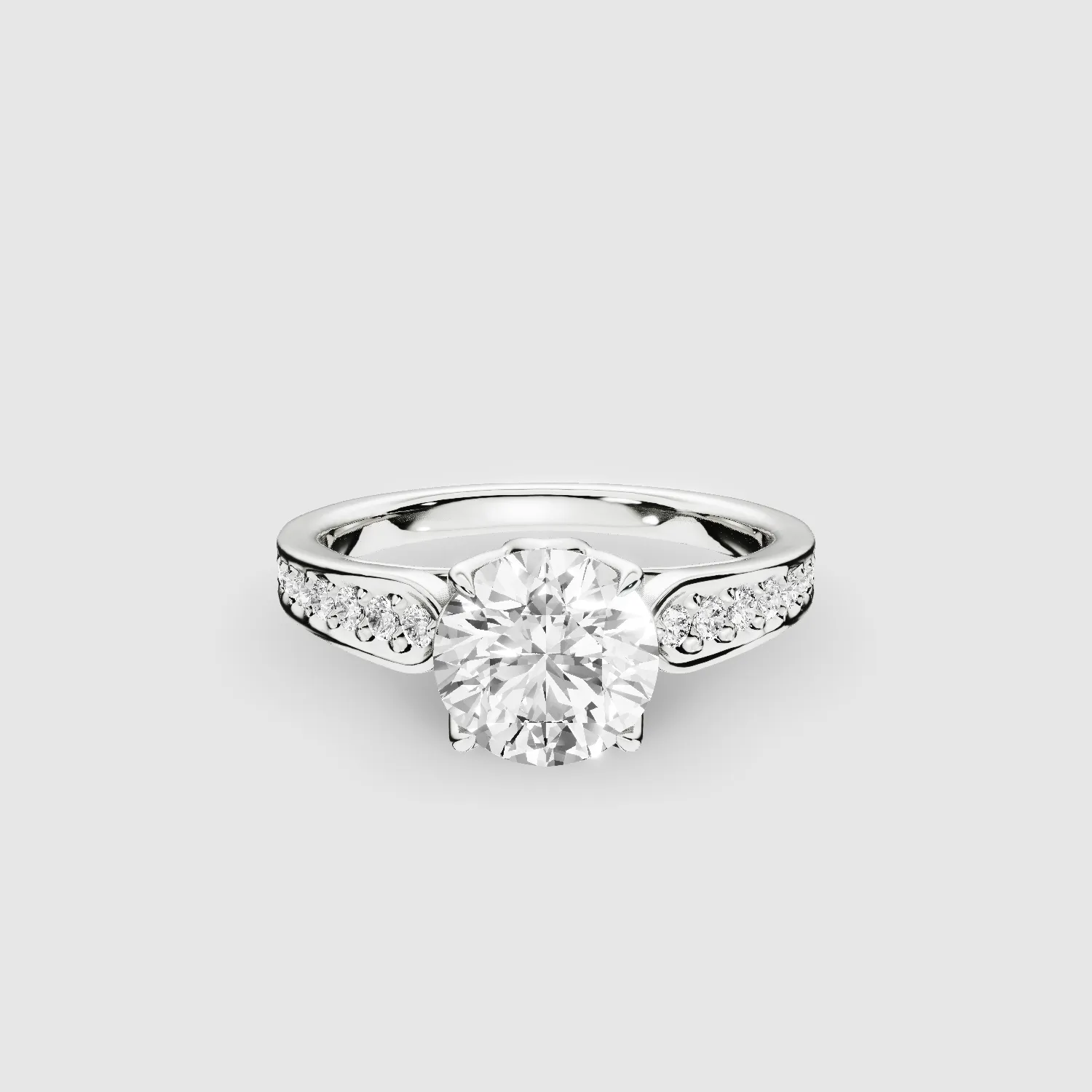 Structured Petal-Set Solitaire Ring-Round