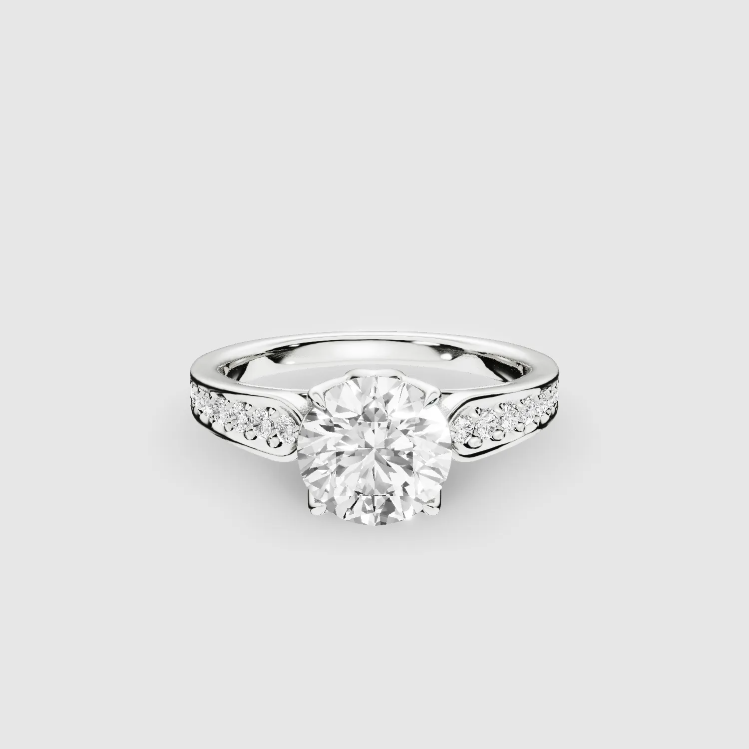 Structured Petal-Set Solitaire Ring-Round